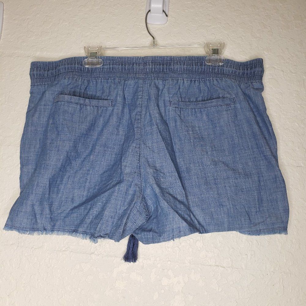 Time and Tru Chambray Jean Cutoff Fringe Shorts XL - Picture 8 of 13